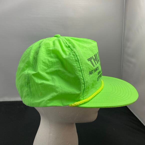 Neon Green Thunder Party Hat Cap Fast Boats Hot Wings Cold Beer Hook N Loop - Picture 2 of 6